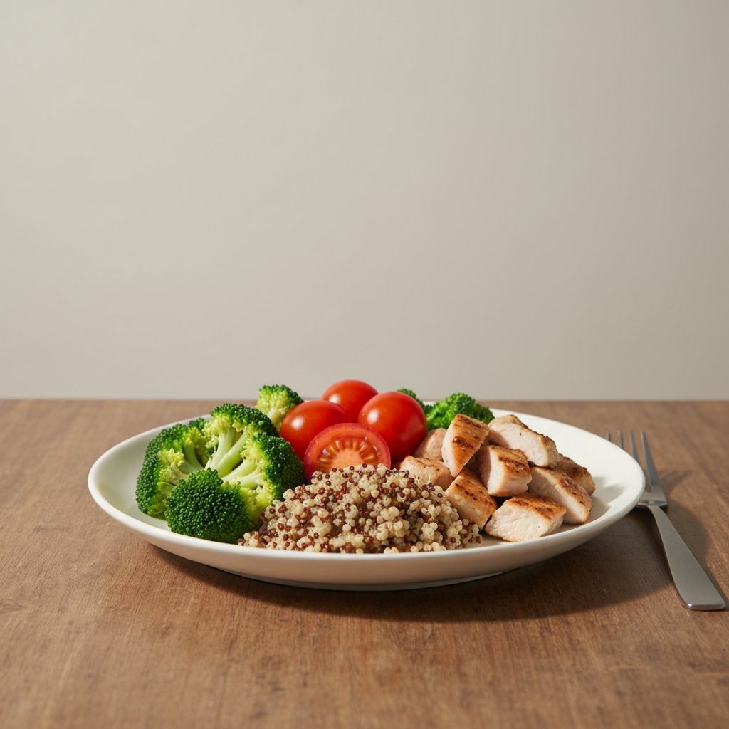 Balanced plate with varied foods